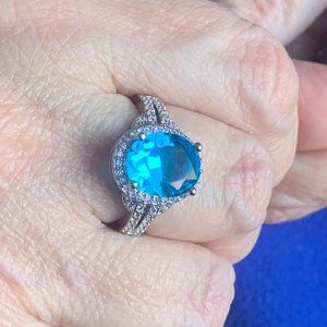 Deep Blue Topaz Silver Ring